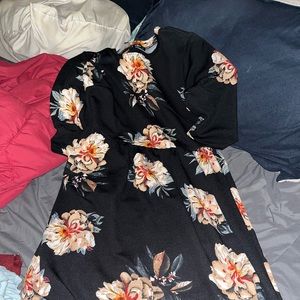 Black and floral long dress
